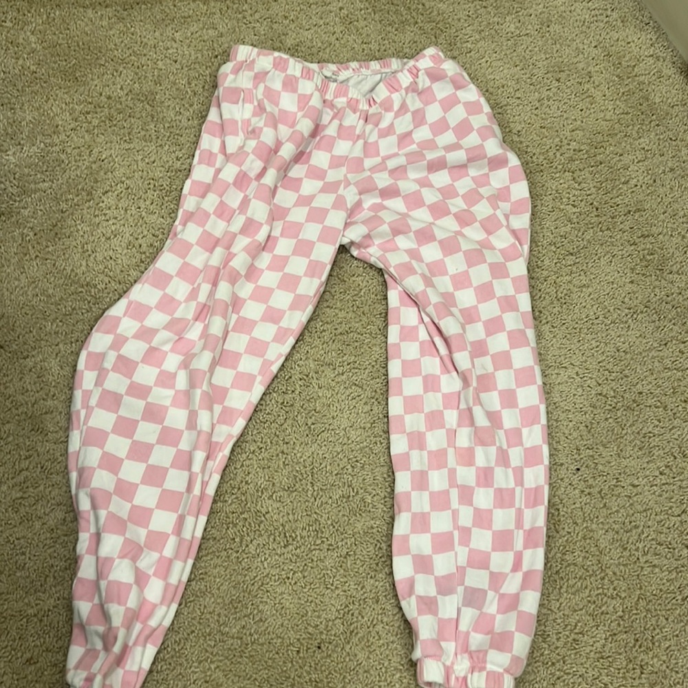 medium target pink checker SWEATPANTS